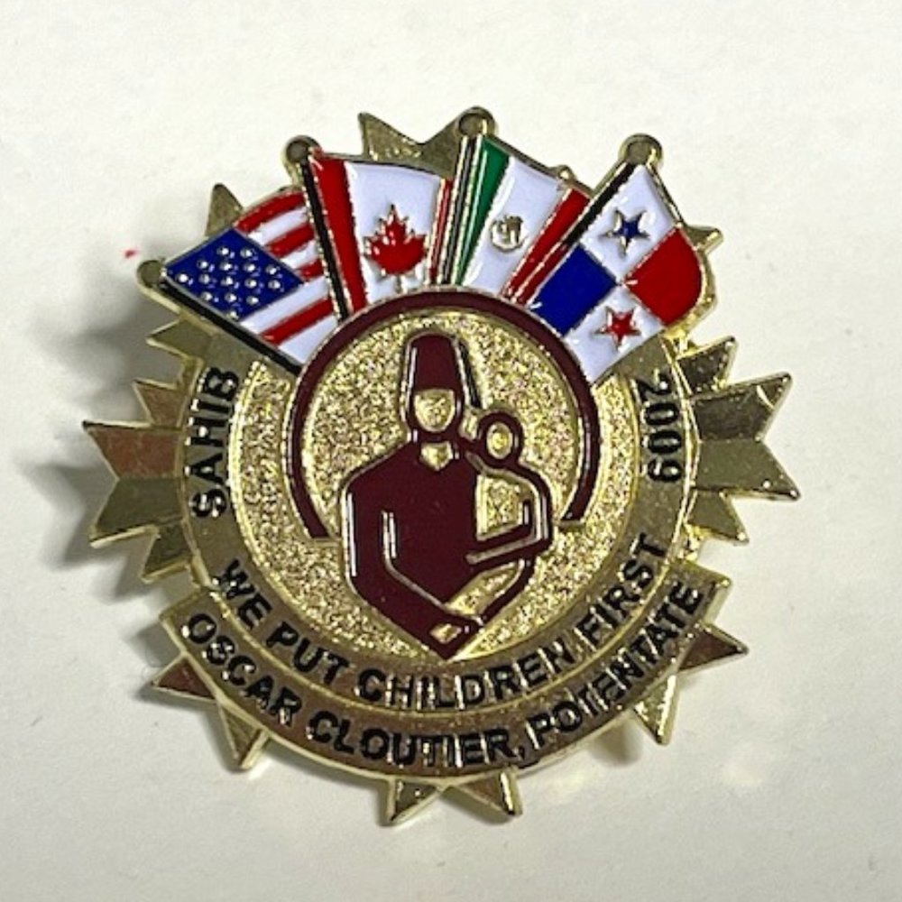 2009 SAHIB Potentate Oscar Cloutier We Put Children First Flags Lapel Hat Pin